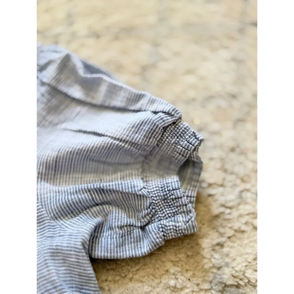 Zara Light Blue V-Neck Lace-Trim Peplum Blouse